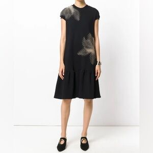 Ioana Ciolacu black drop waist fleece lined ruffle dress